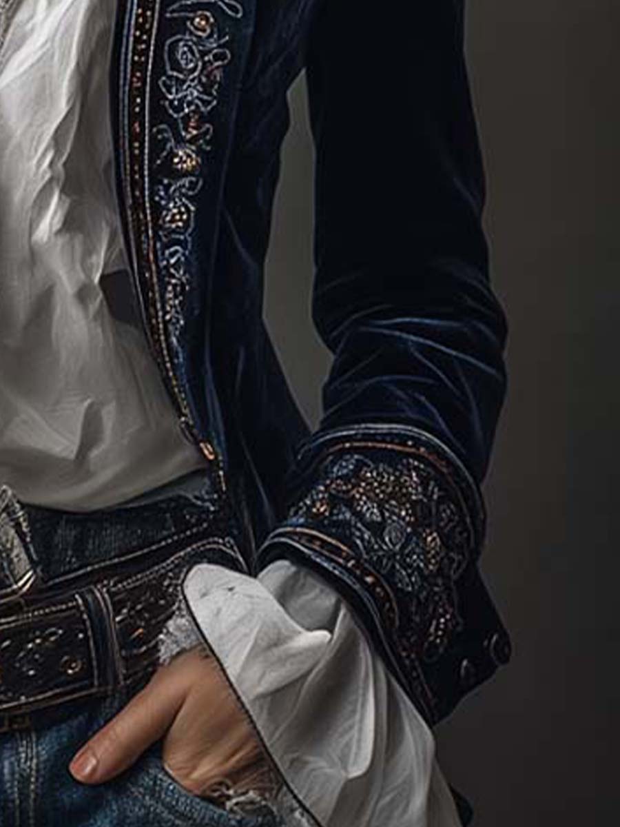 Lourdes | Blazer largo vintage con bordados