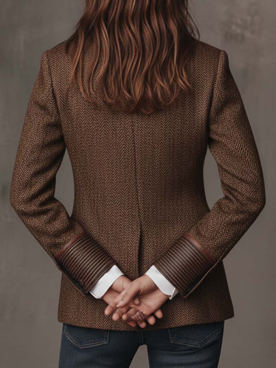 Rebeca | Blazer de espiga con paneles estampados