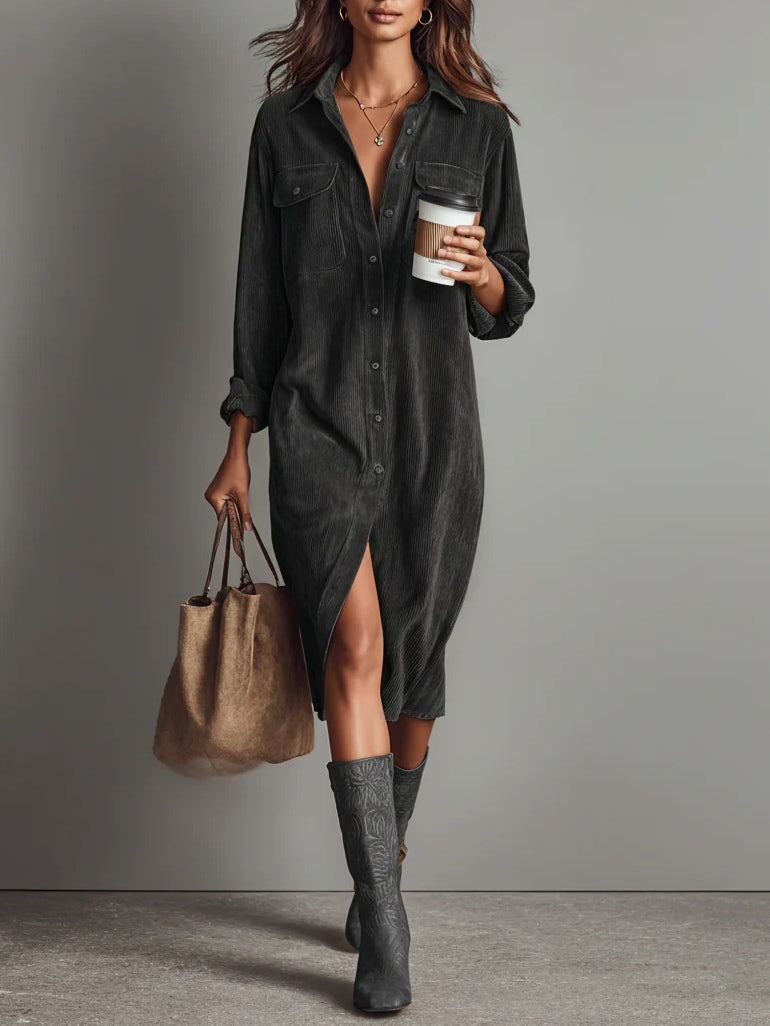 Marisol – Vestido Midi Amplio con Doble Bolsillo