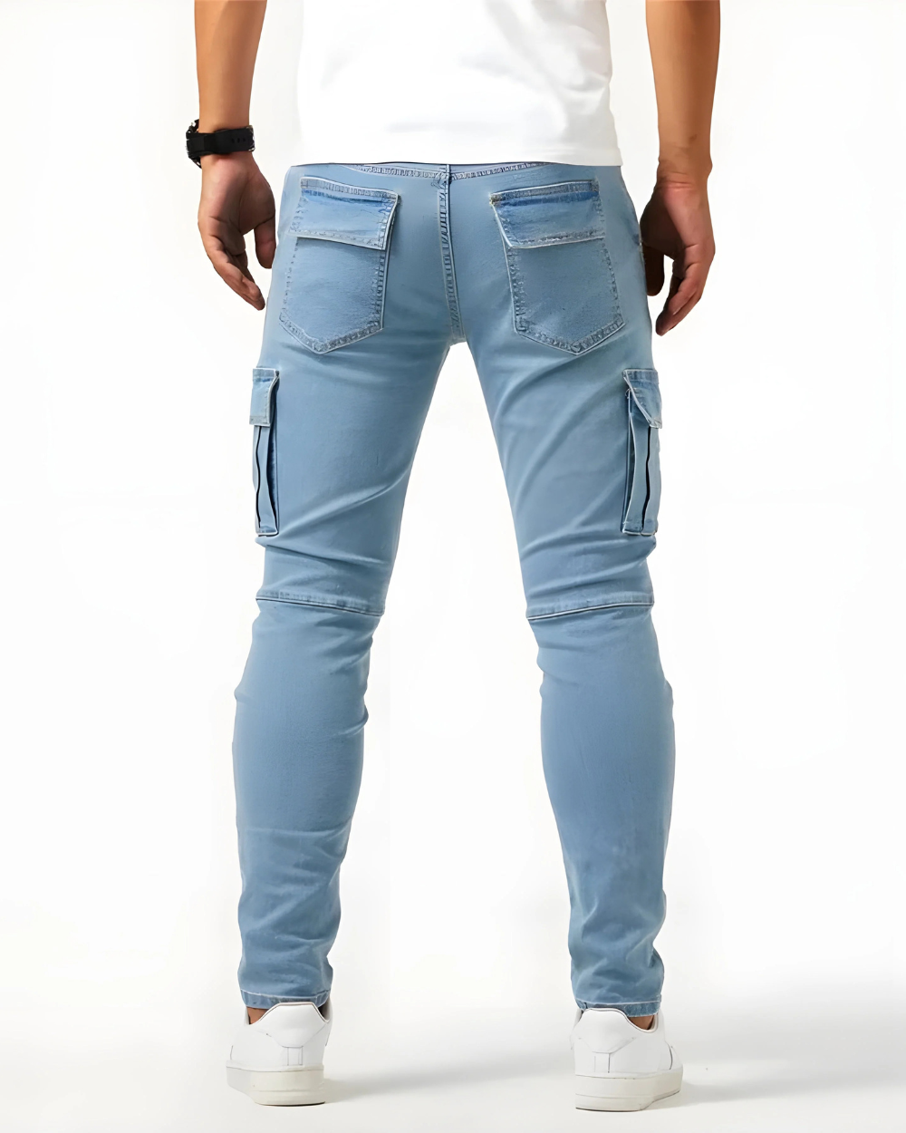 Mateo | Pantalón cargo elástico azul