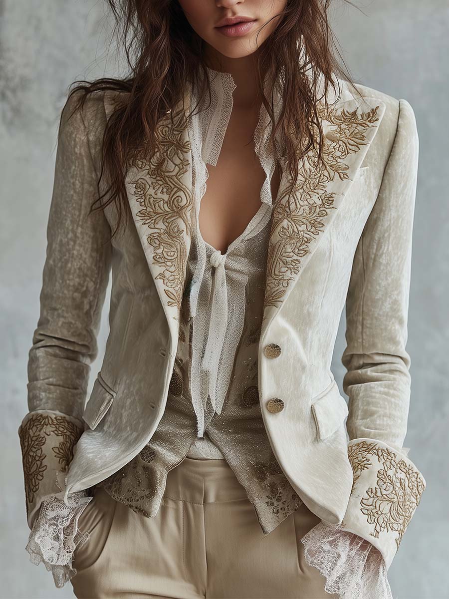 Rosario | Blazer sastre con bordado floral