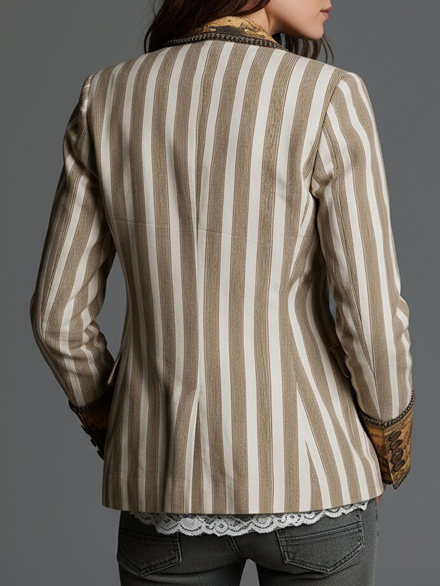 Cecilia | Blazer de rayas con solapas de estilo bohemio