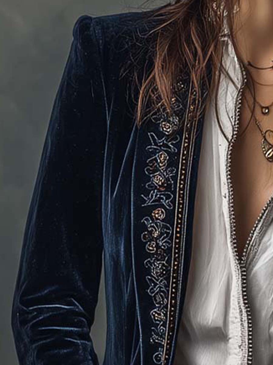 Lourdes | Blazer largo vintage con bordados