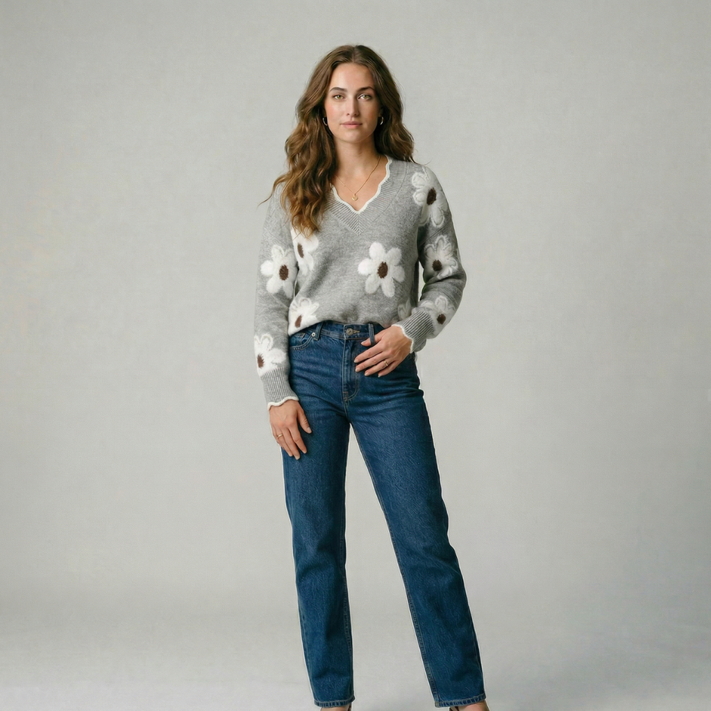 Paula | Jersey floral de escote en V