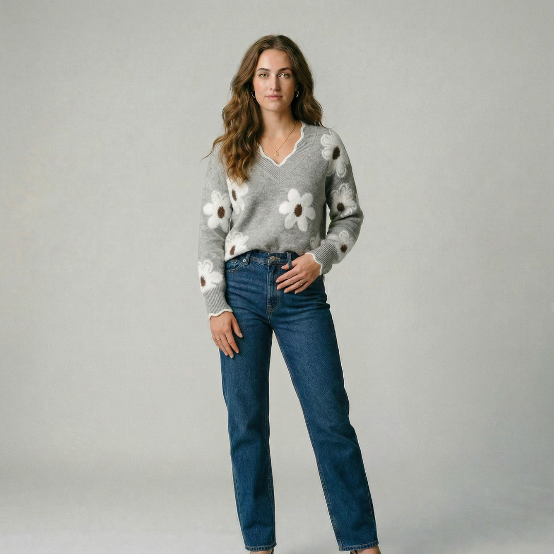 Paula | Jersey floral de escote en V