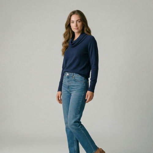 Amelia | Suéter de cuello drapeado elegante