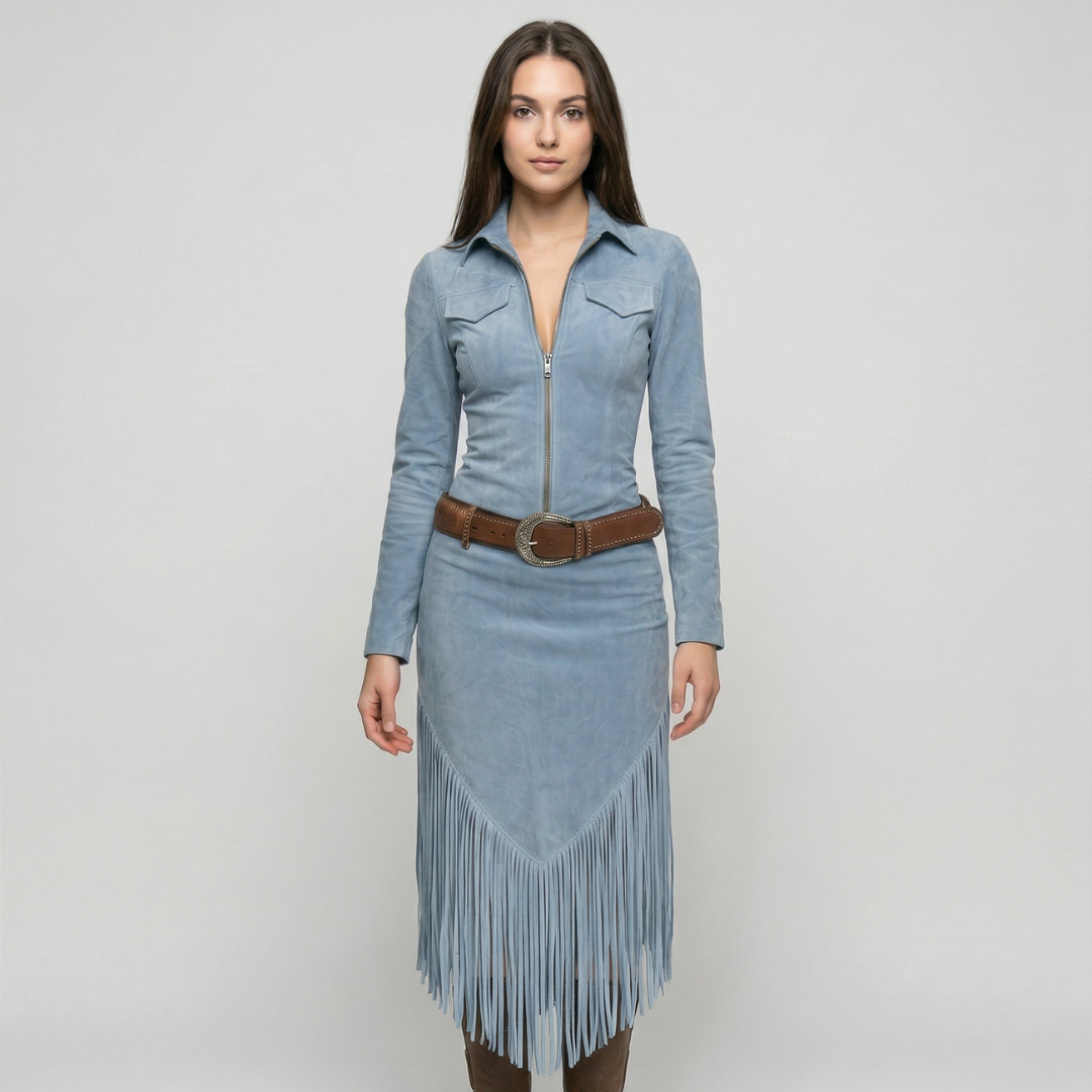 Valencia | Vestido efecto ante con flecos