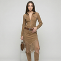 Valencia | Vestido efecto ante con flecos