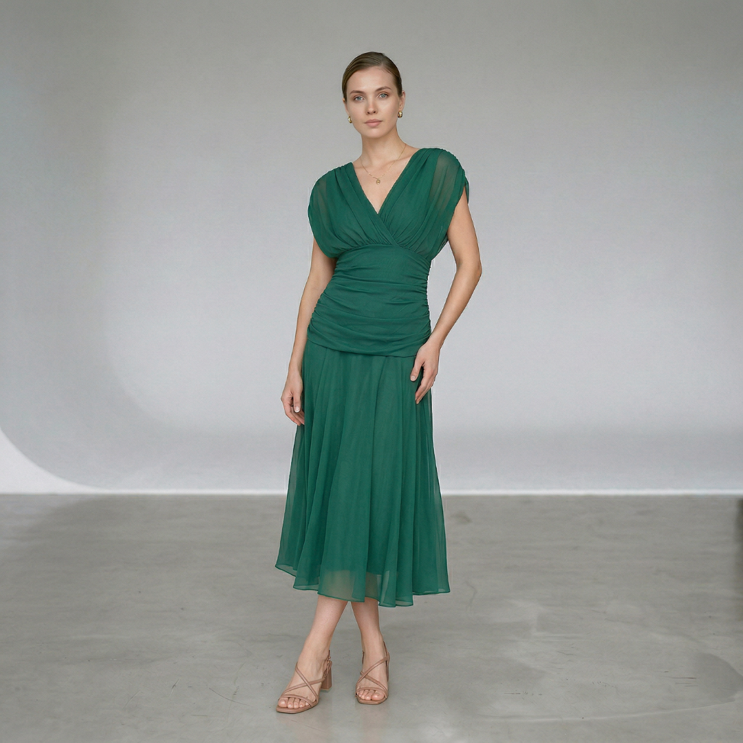 Velora | Vestido largo fluido de escote en V