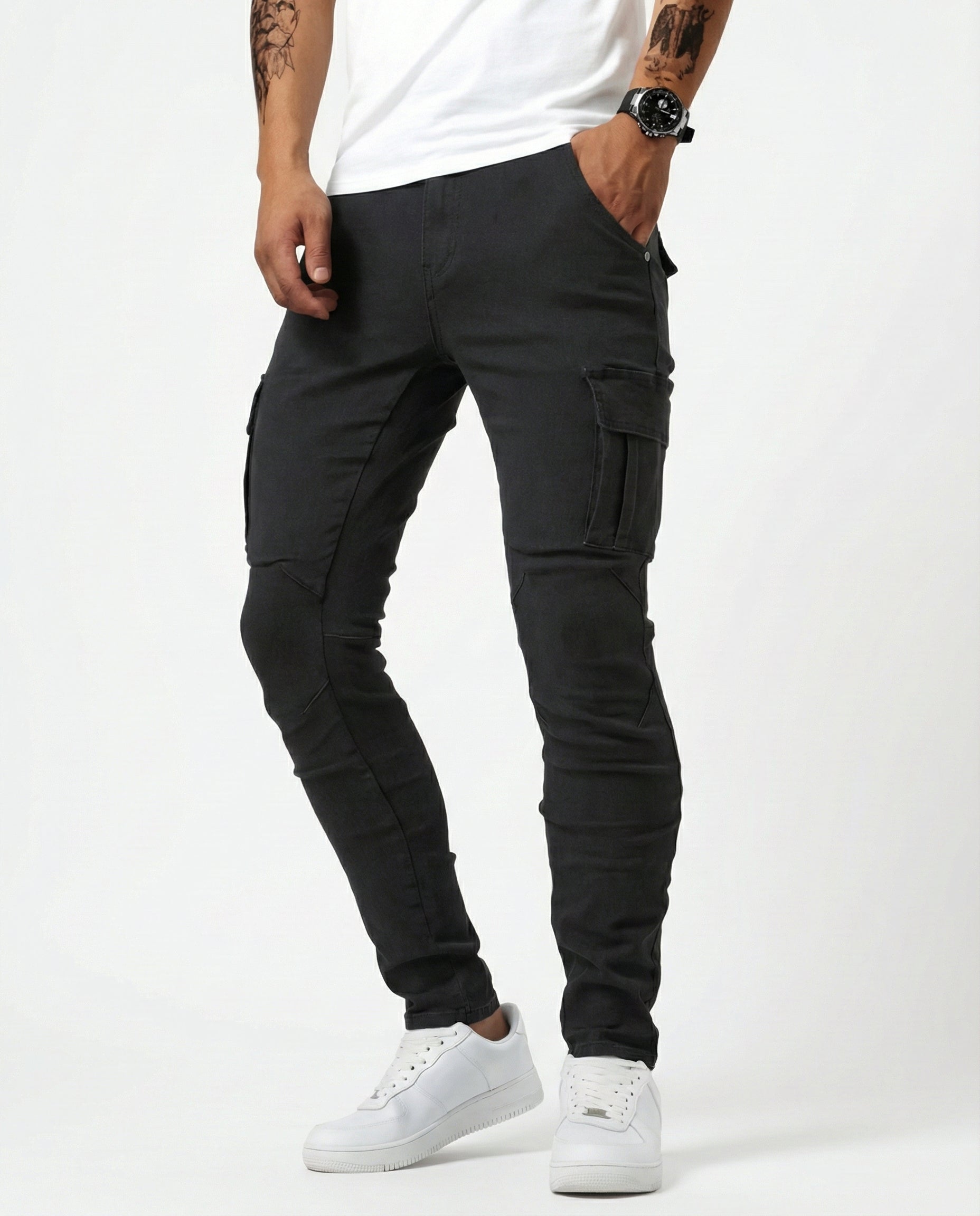 Santiago | Pantalón Cargo elástico negro