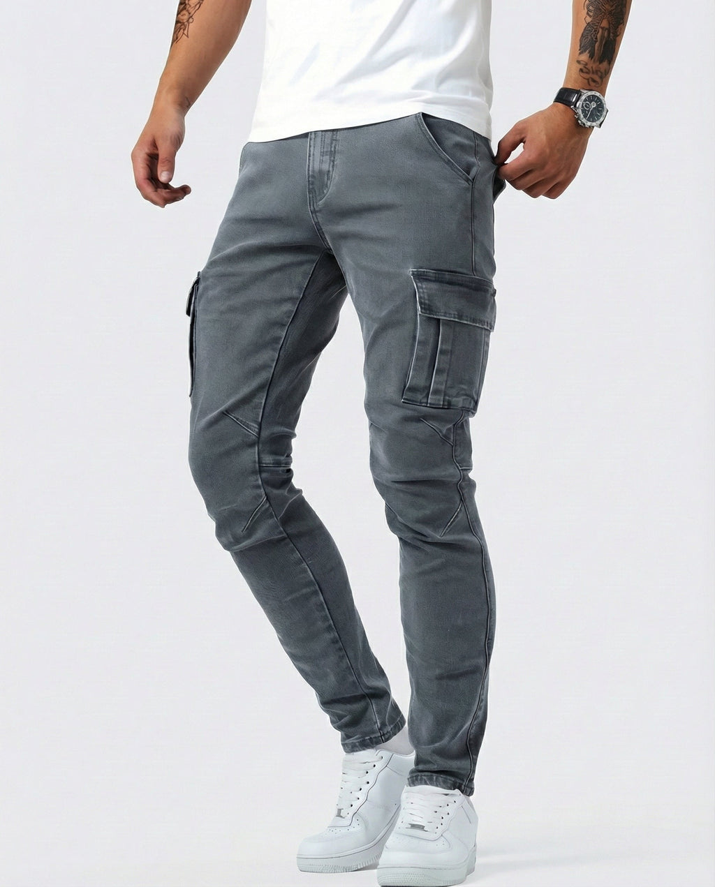 Daniel | Pantalón Cargo elástico gris