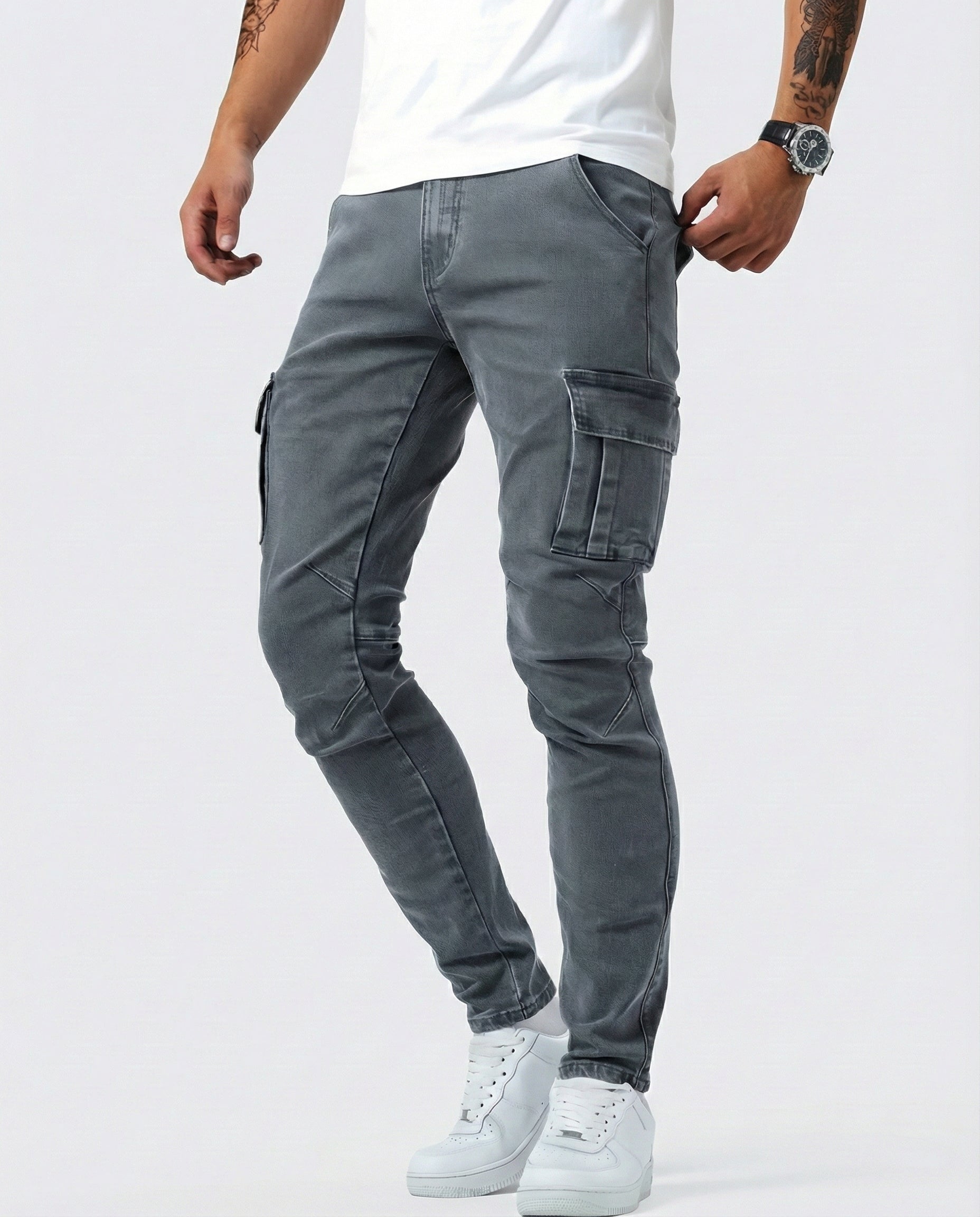 Daniel | Pantalón Cargo elástico gris