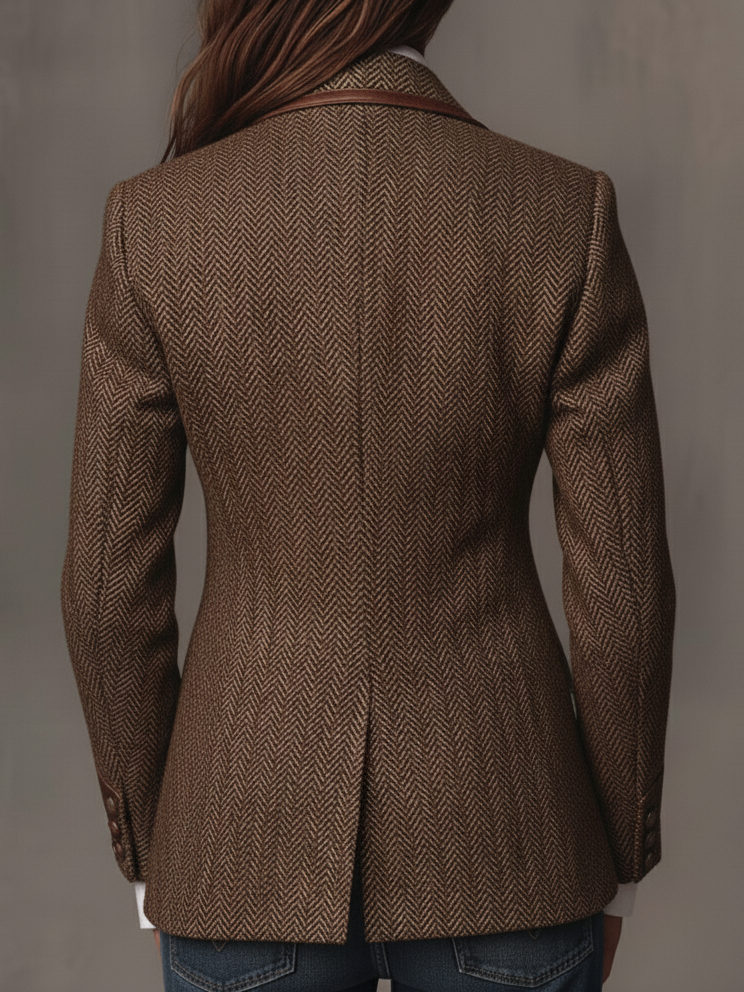 Rebeca | Blazer de espiga con paneles estampados