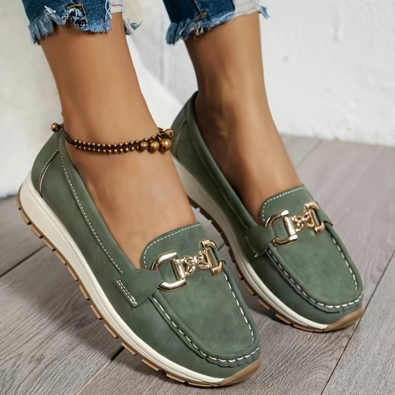 Miriam | Mocasines verdes con hebilla