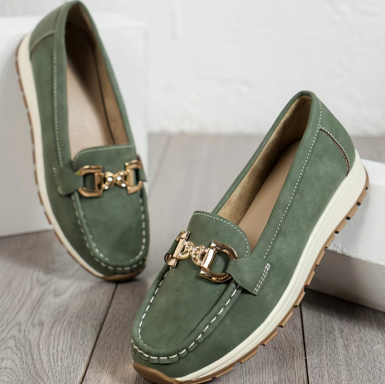 Miriam | Mocasines verdes con hebilla