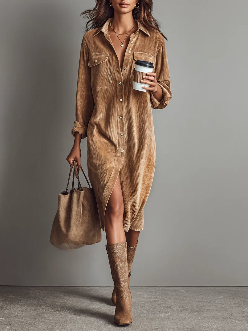 Marisol – Vestido Midi Amplio con Doble Bolsillo