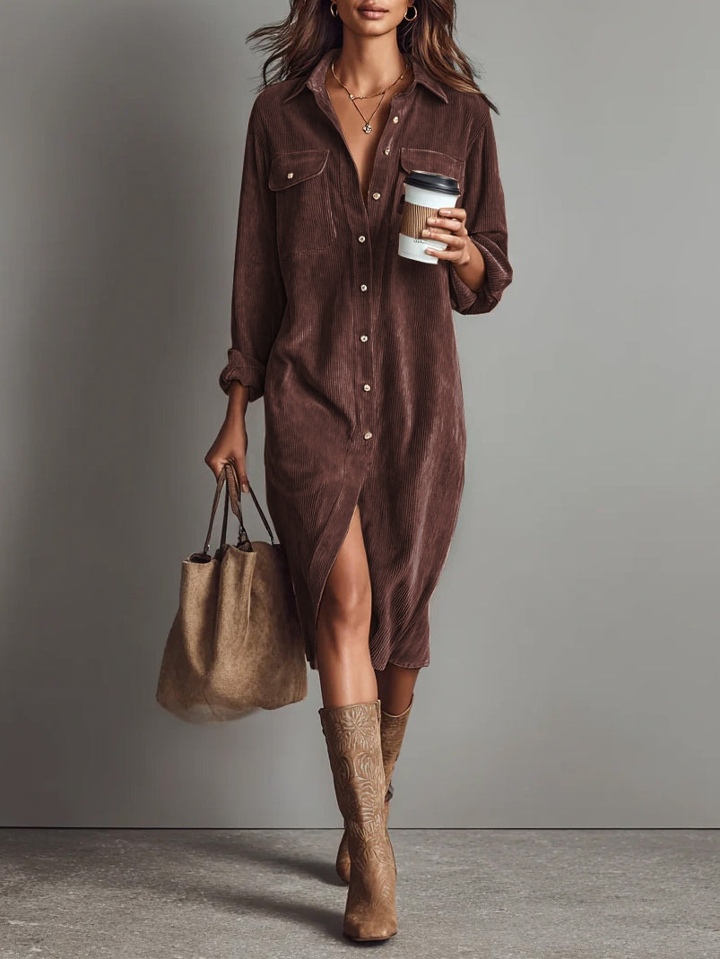 Marisol – Vestido Midi Amplio con Doble Bolsillo