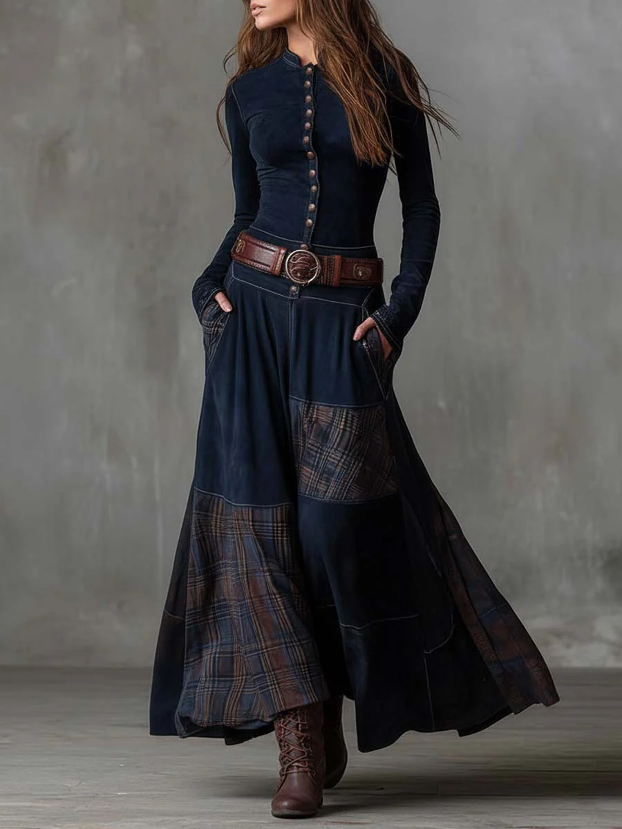 Citlali – Vestido Maxi de Gamuza con Cinturón