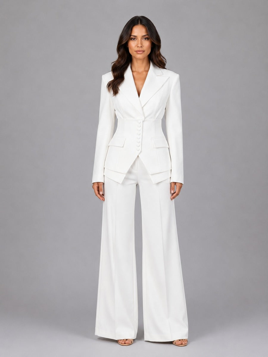 Angélica | Conjunto de blazer entallado y pantalón palazzo