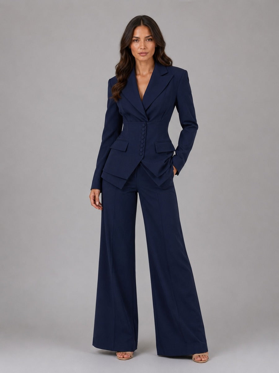 Angélica | Conjunto de blazer entallado y pantalón palazzo