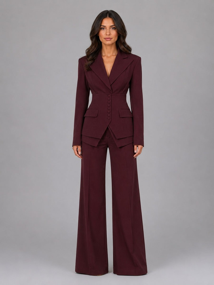 Angélica | Conjunto de blazer entallado y pantalón palazzo
