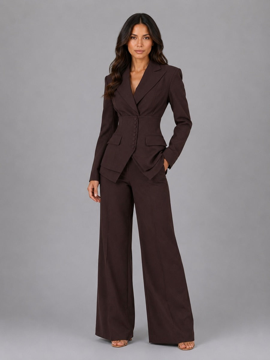 Angélica | Conjunto de blazer entallado y pantalón palazzo