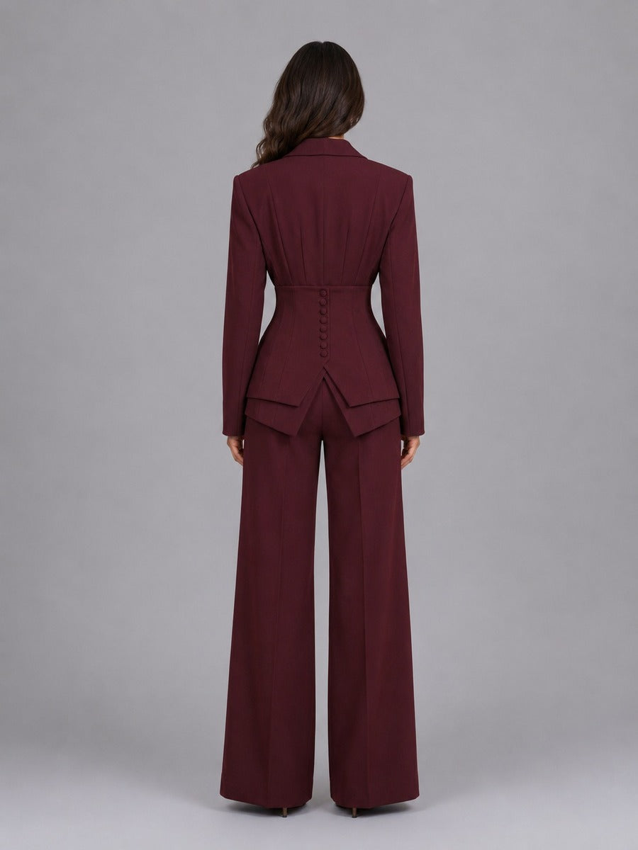 Angélica | Conjunto de blazer entallado y pantalón palazzo