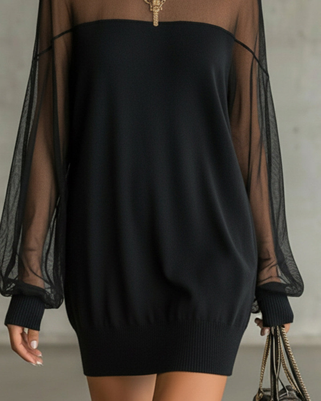 Adela | Vestido corto con mangas de malla