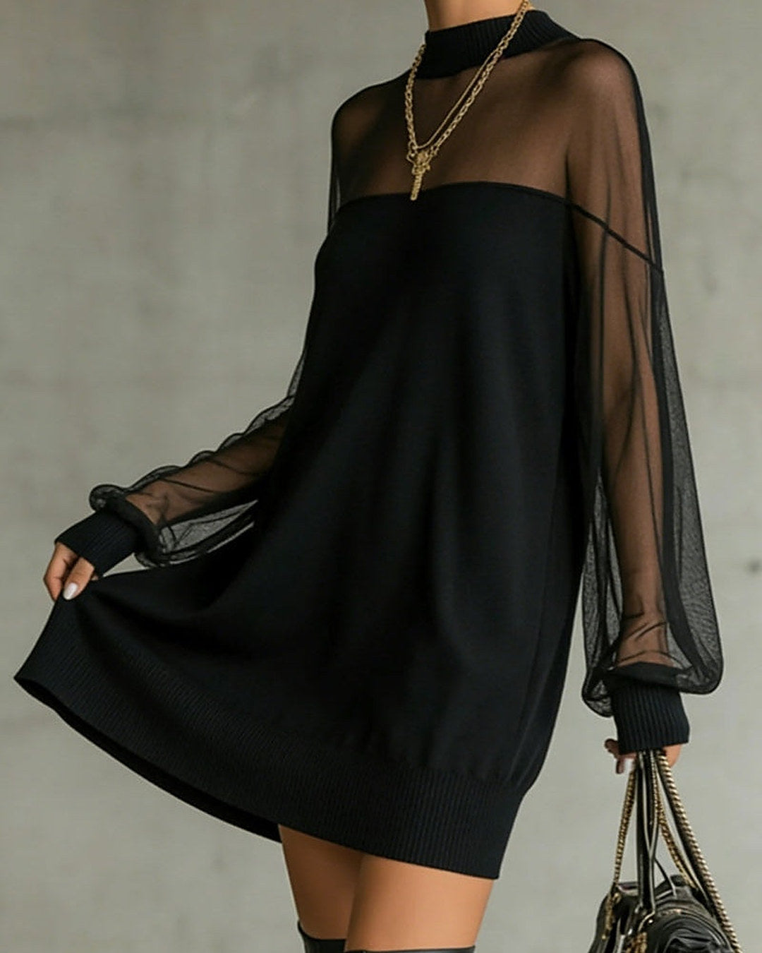 Adela | Vestido corto con mangas de malla