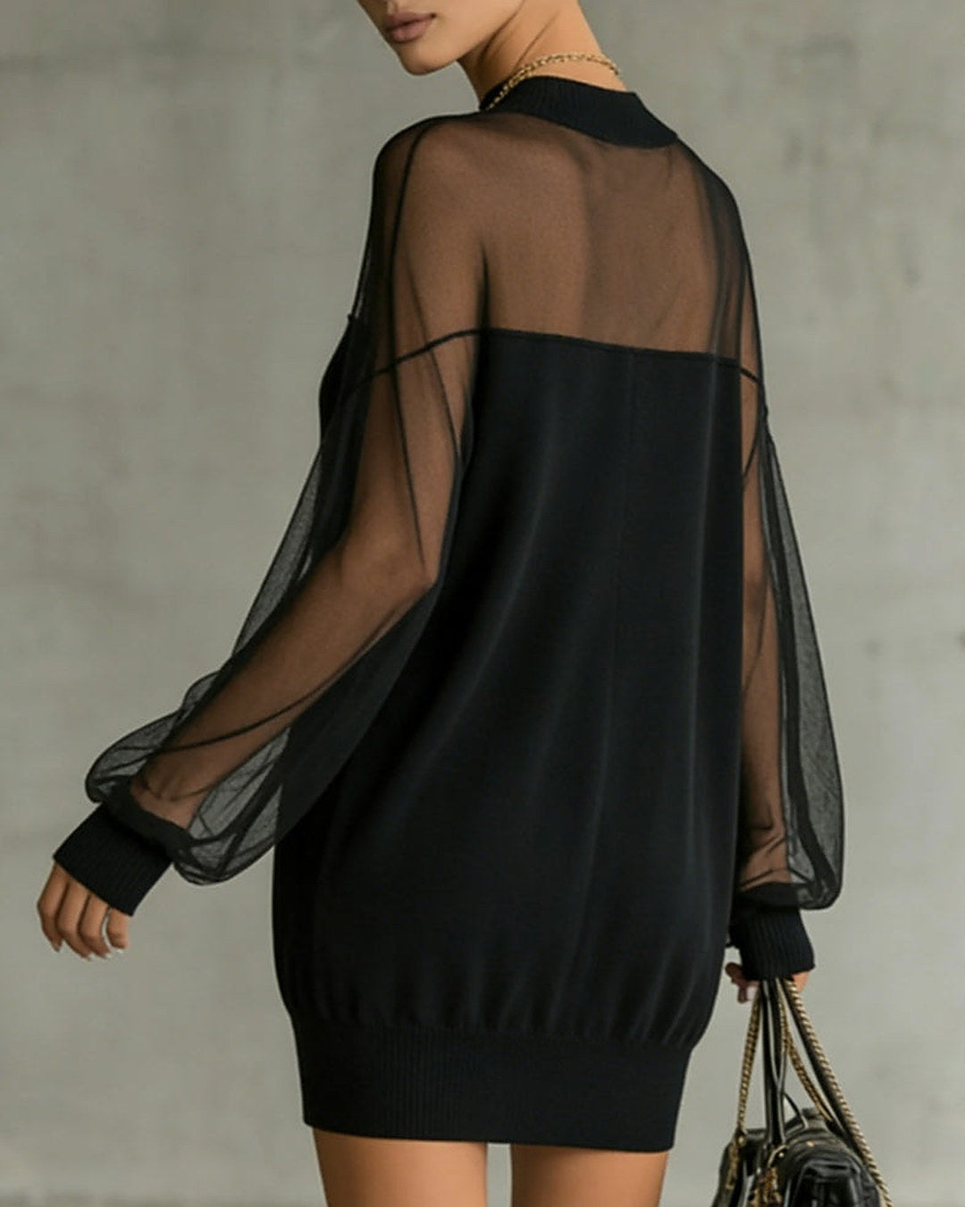 Adela | Vestido corto con mangas de malla