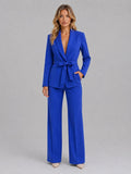 Gloria | Conjunto de blazer con cuello chal y cinturón