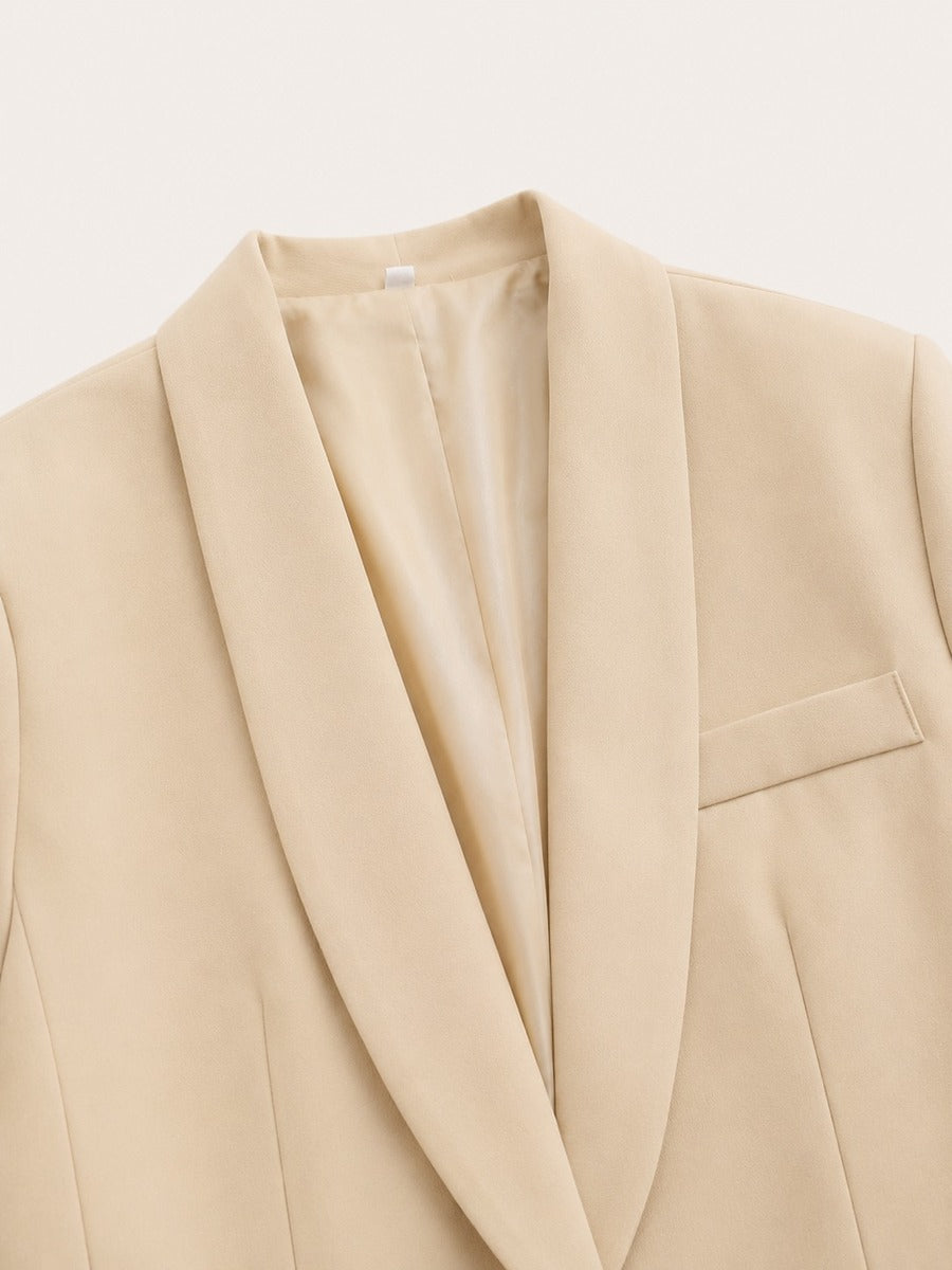 Gloria | Conjunto de blazer con cuello chal y cinturón