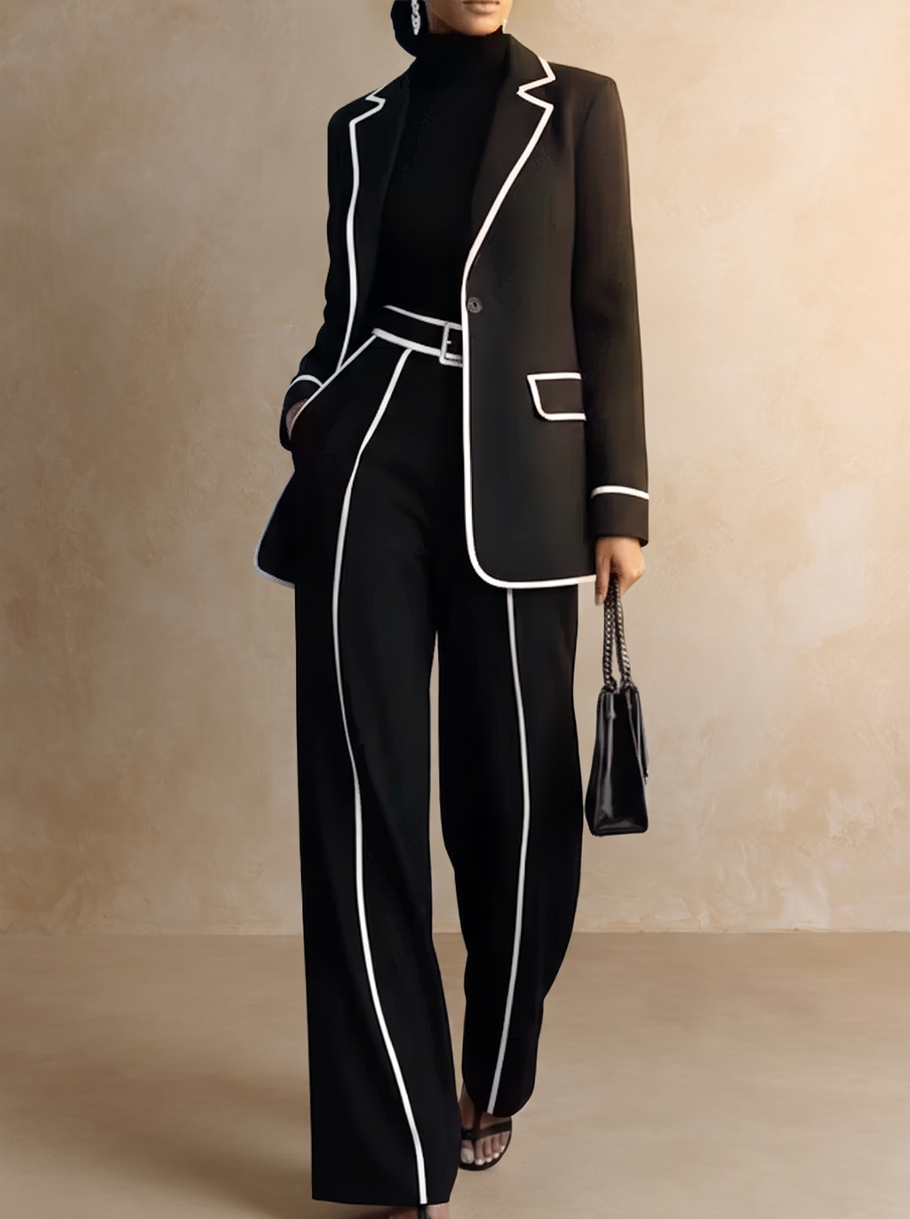 Marcela | Conjunto de blazer y pantalón con vivos en contraste