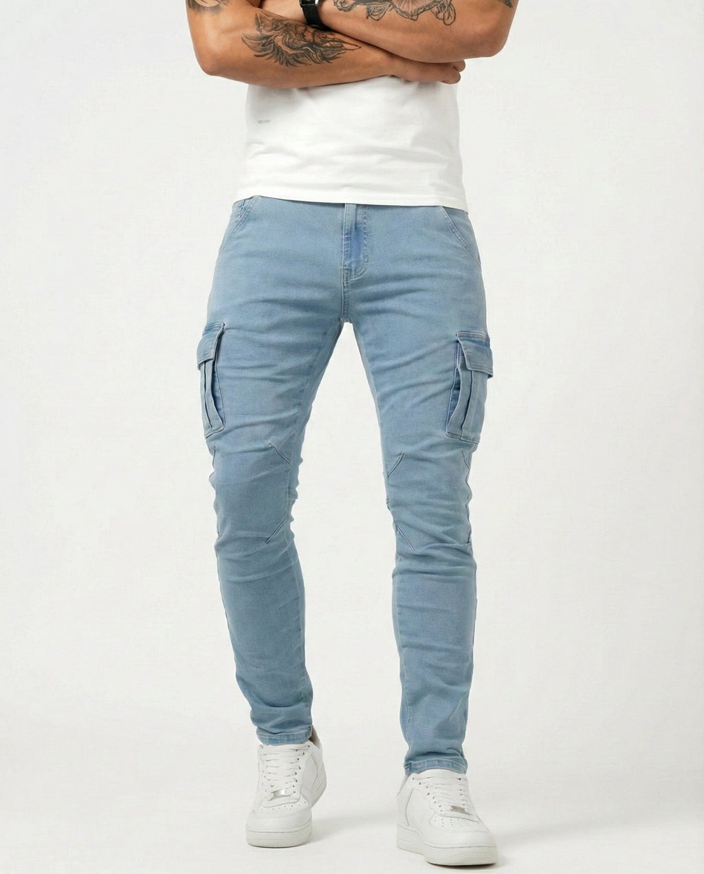 Mateo | Pantalón cargo elástico azul