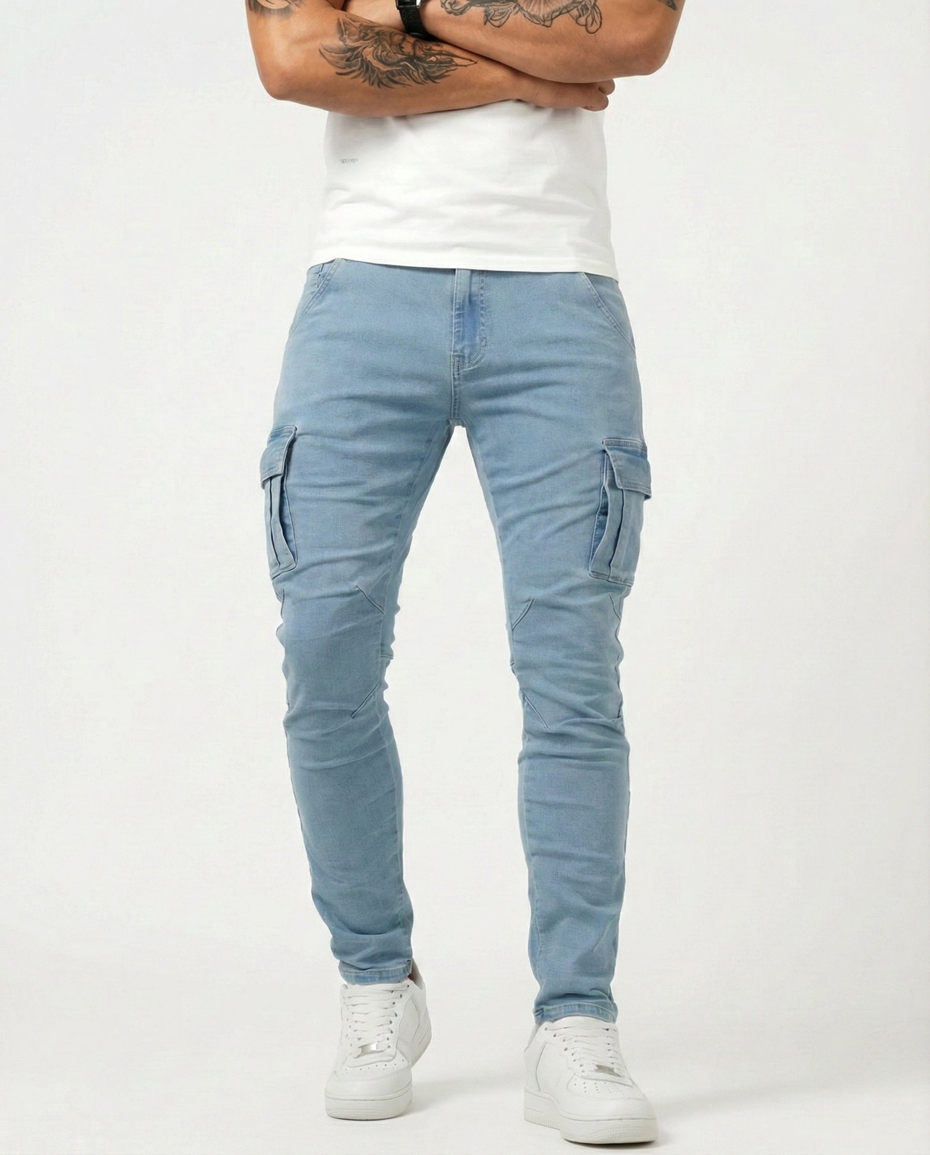 Mateo | Pantalón cargo elástico azul