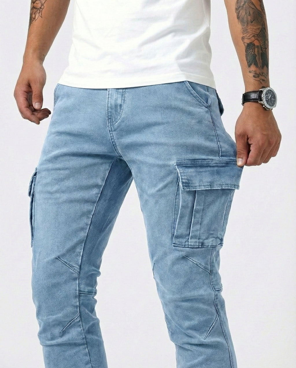 Mateo | Pantalón cargo elástico azul
