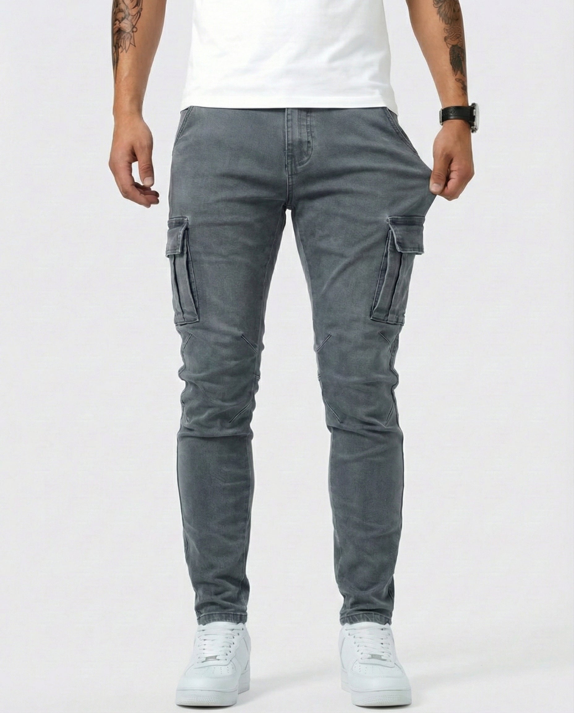 Daniel | Pantalón Cargo elástico gris