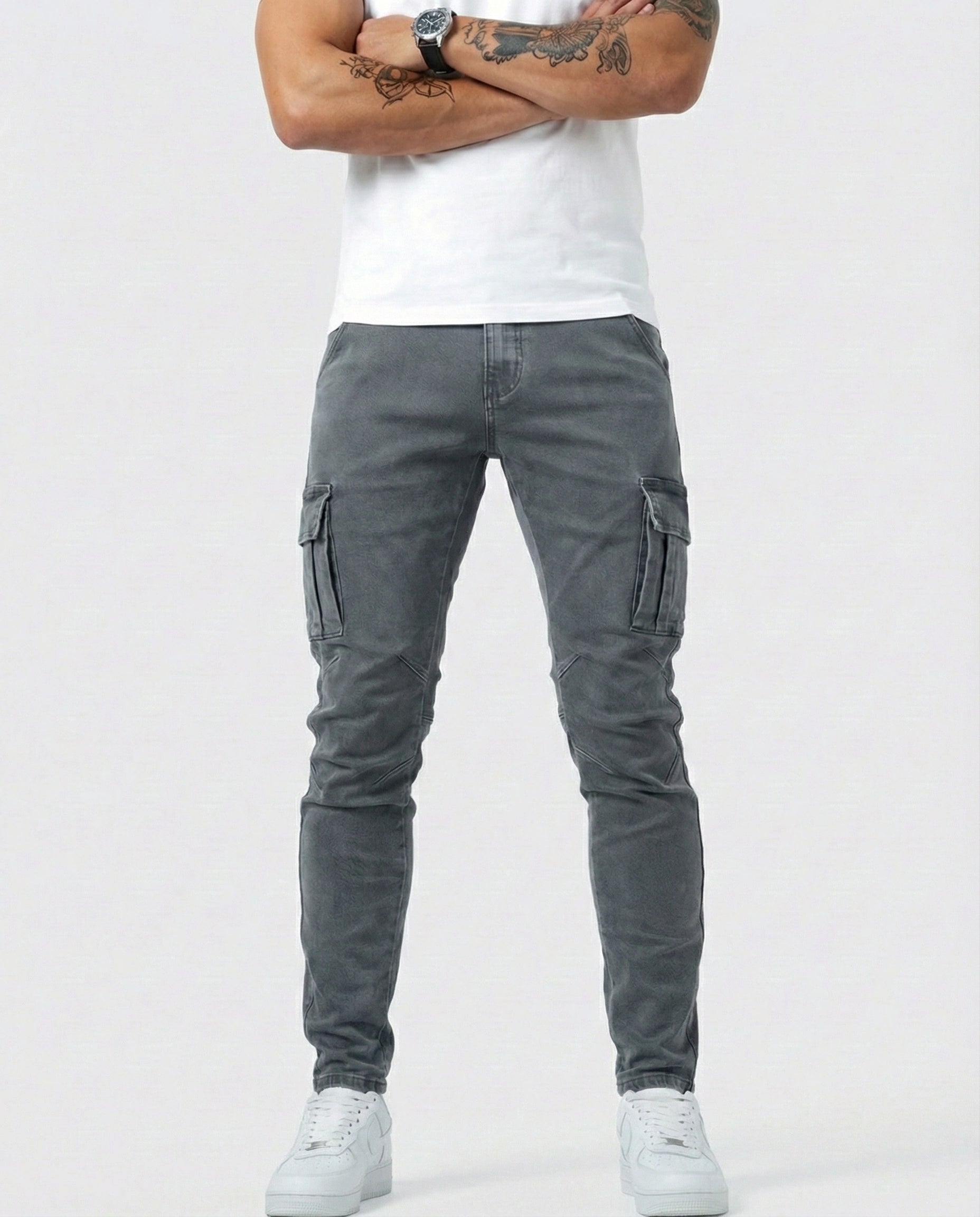 Daniel | Pantalón Cargo elástico gris