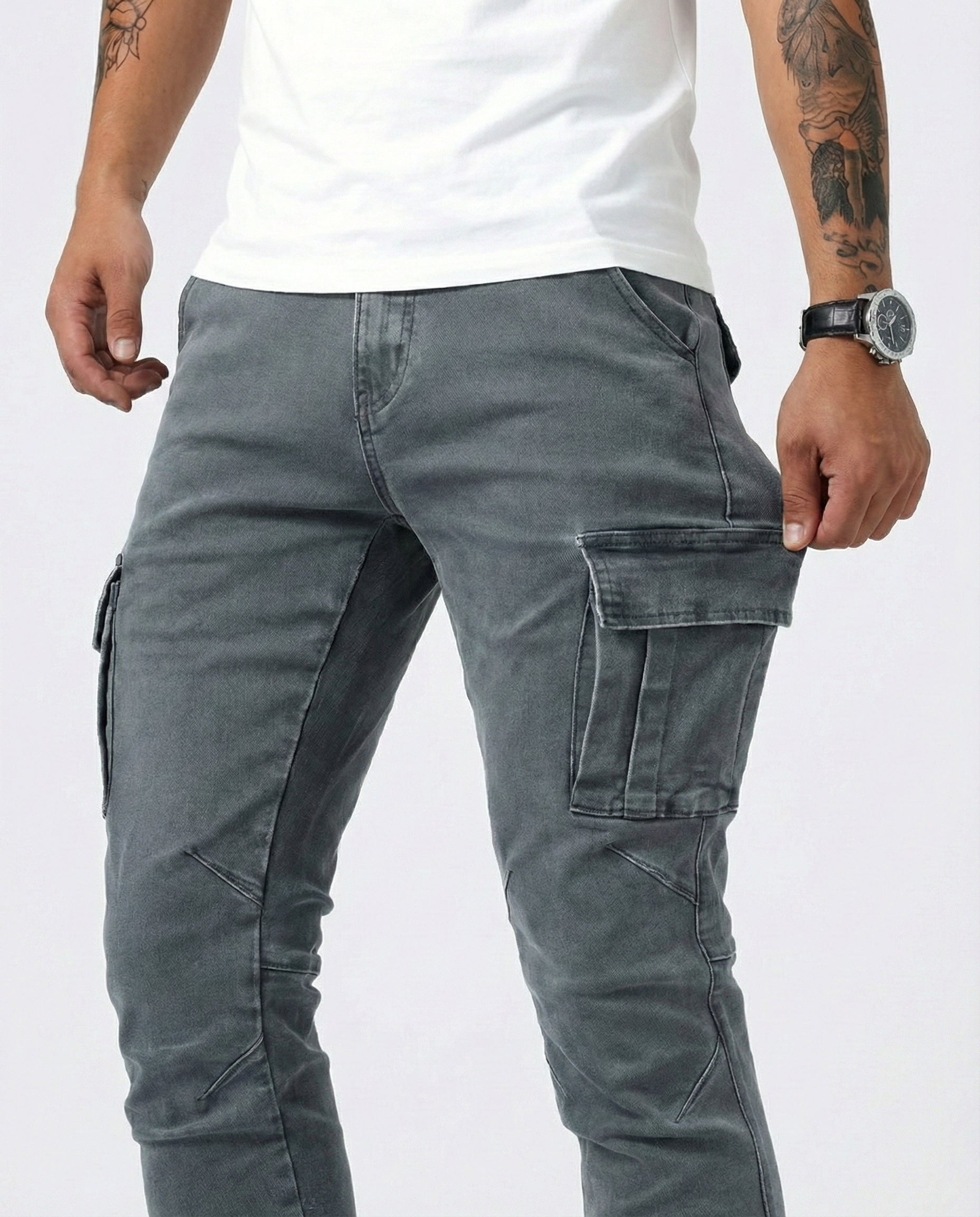 Daniel | Pantalón Cargo elástico gris