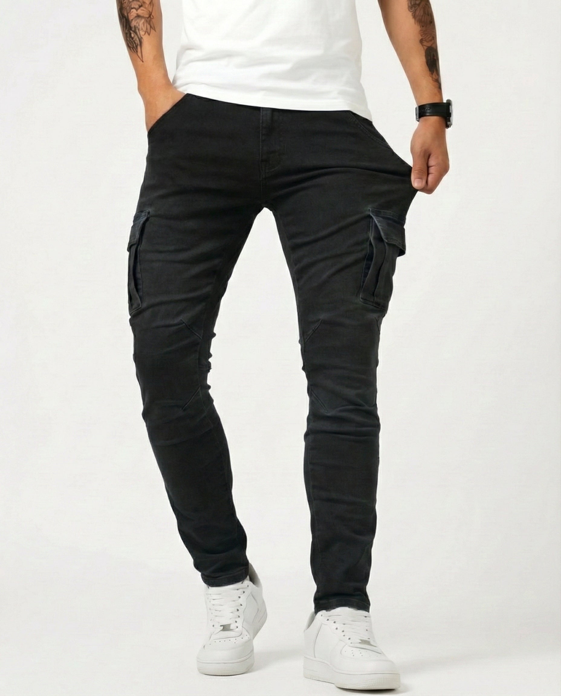 Santiago | Pantalón Cargo elástico negro