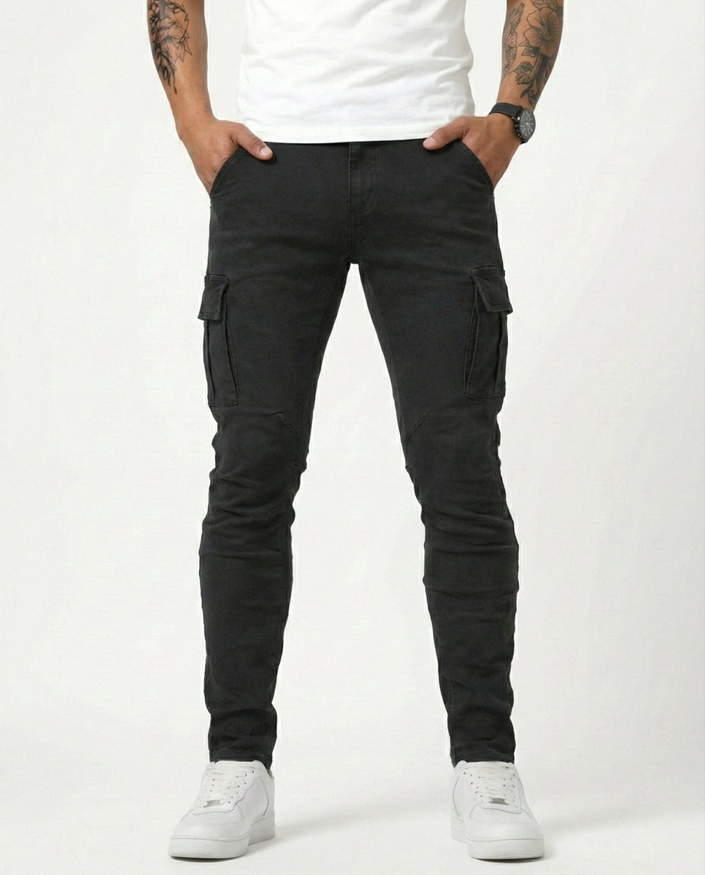 Santiago | Pantalón Cargo elástico negro