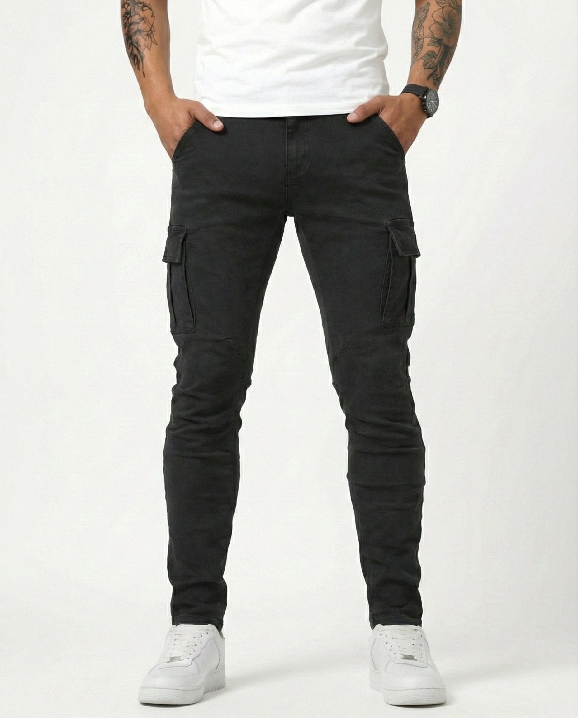 Santiago | Pantalón Cargo elástico negro