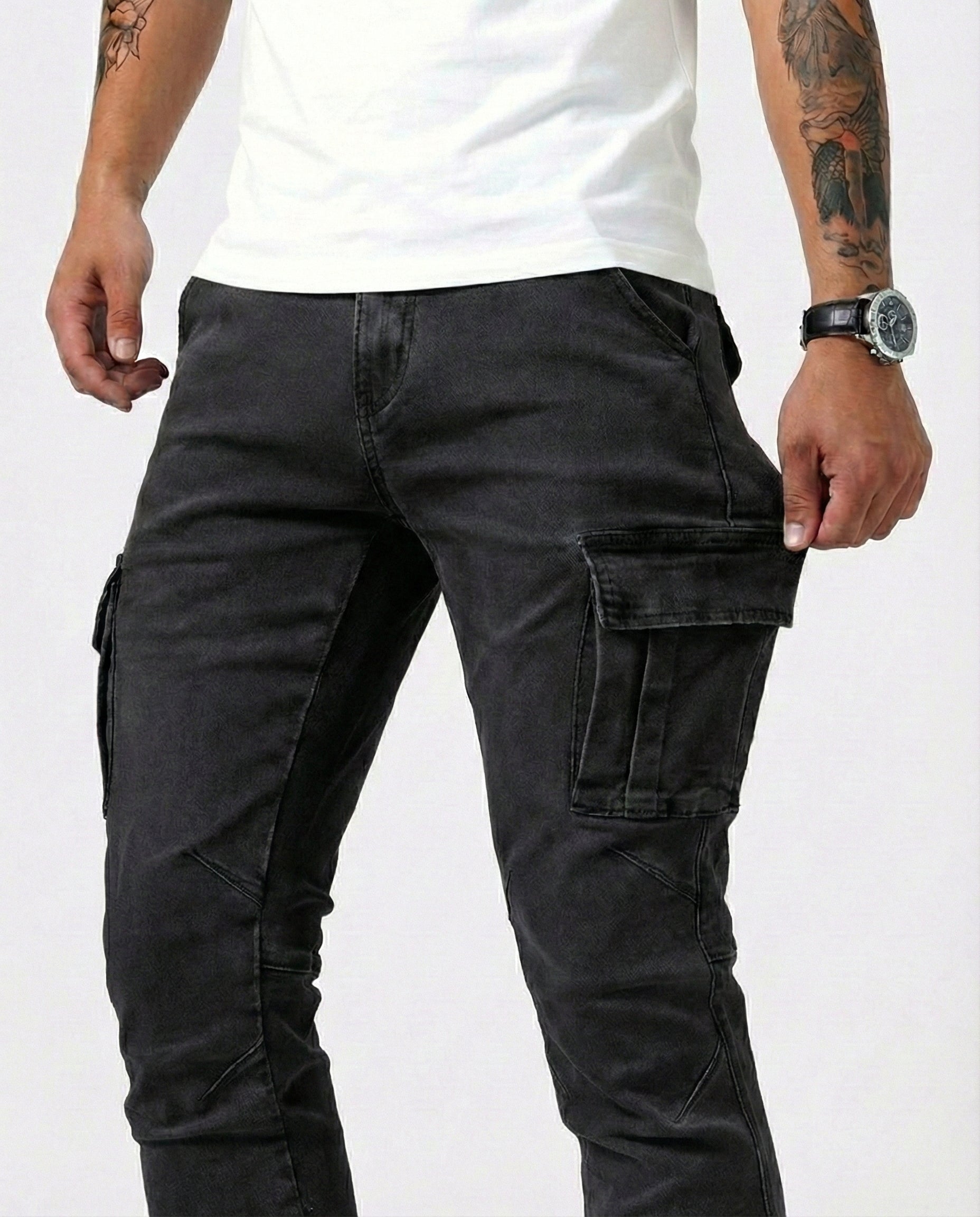 Santiago | Pantalón Cargo elástico negro