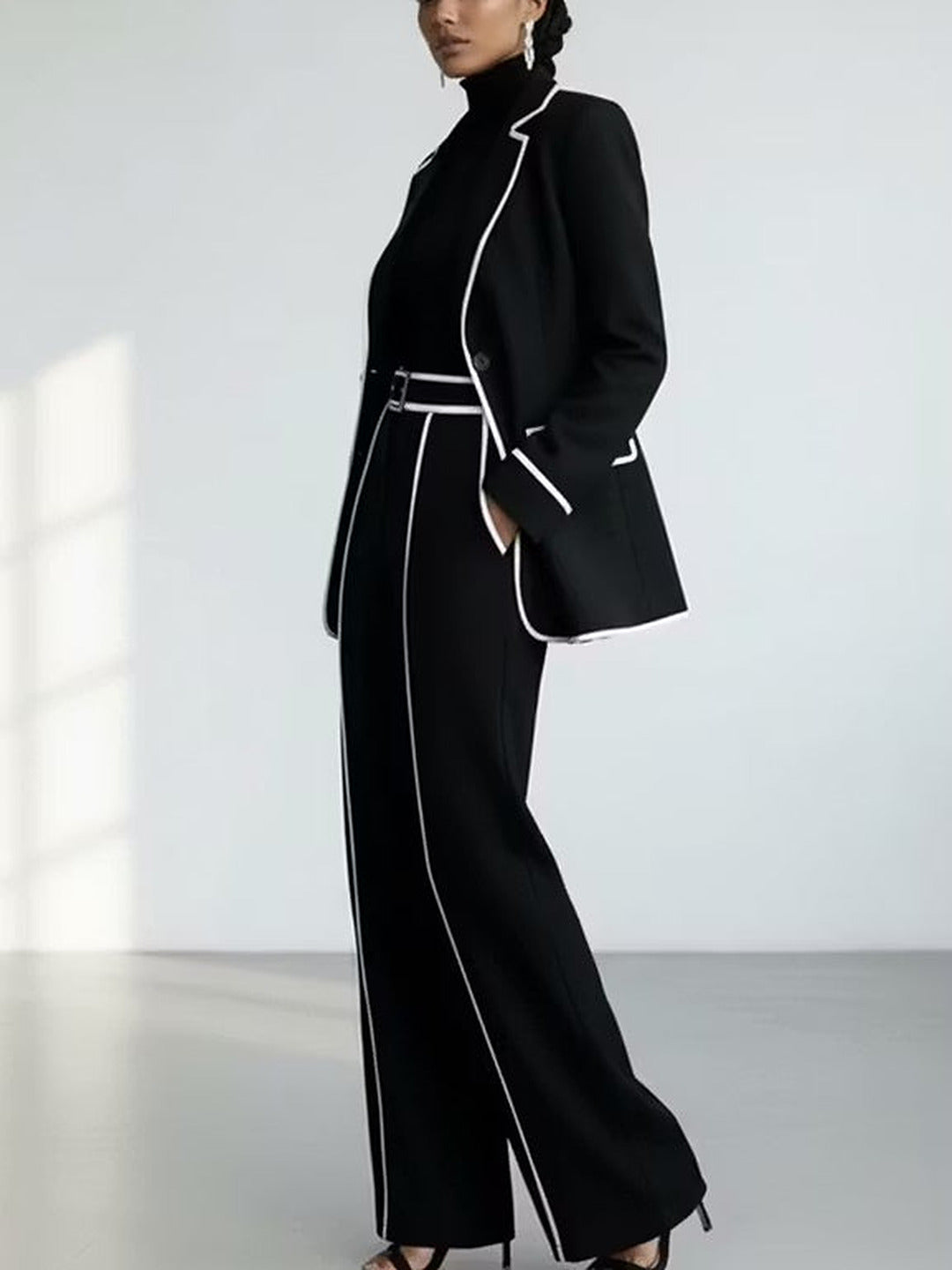 Marcela | Conjunto de blazer y pantalón con vivos en contraste