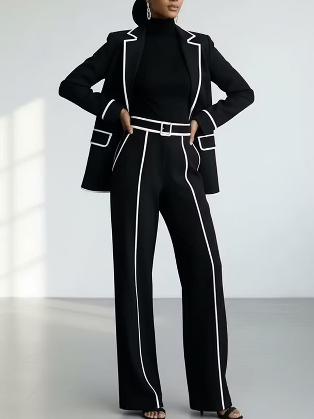 Marcela | Conjunto de blazer y pantalón con vivos en contraste