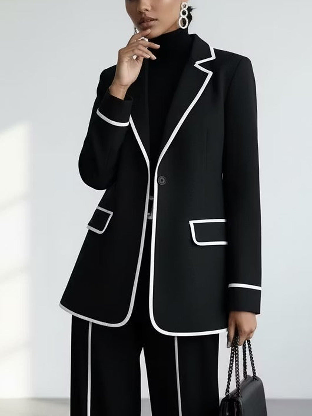 Marcela | Conjunto de blazer y pantalón con vivos en contraste