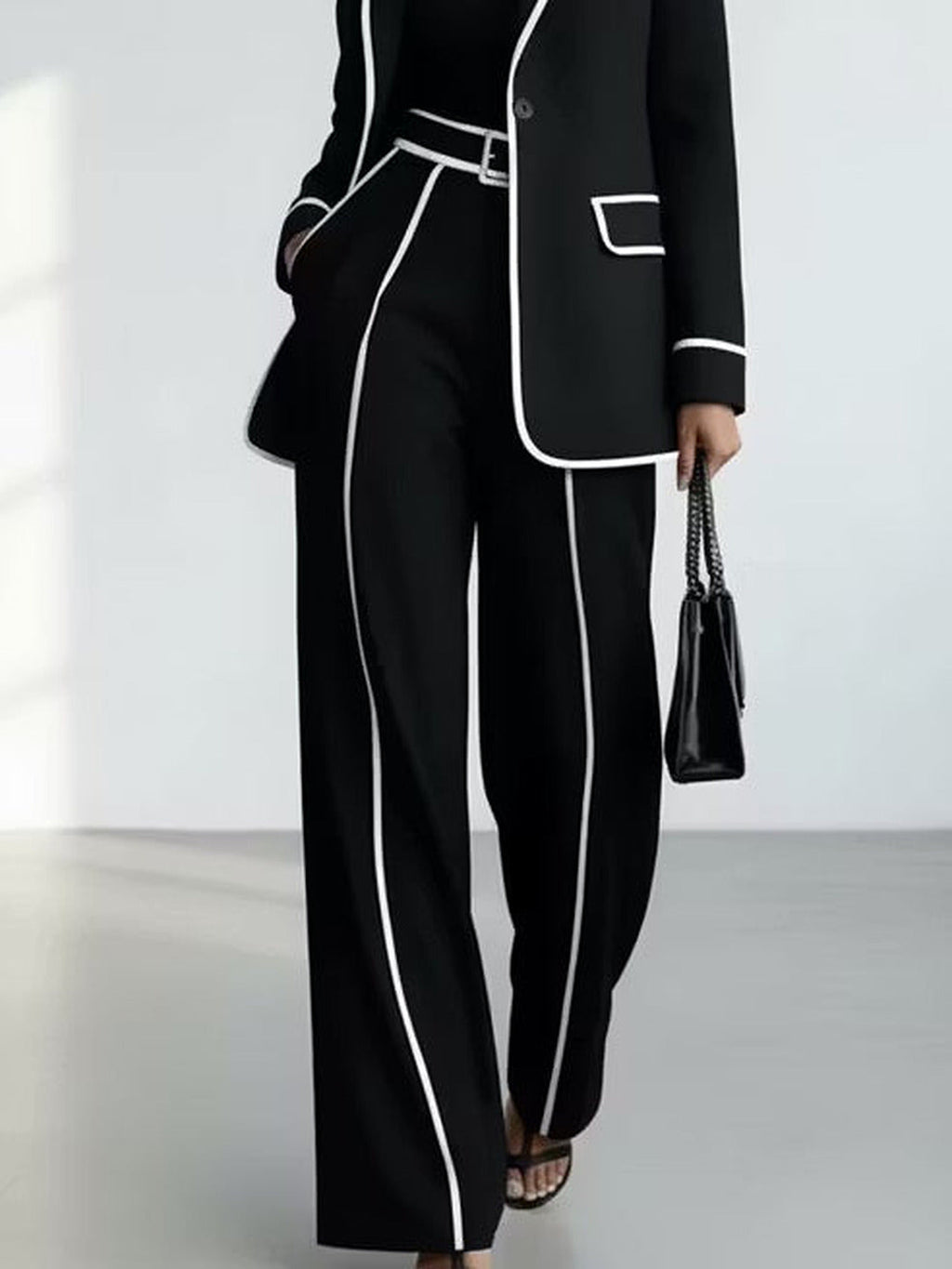 Marcela | Conjunto de blazer y pantalón con vivos en contraste