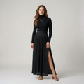 Raquel | Vestido fluido efecto gamuza con abertura lateral