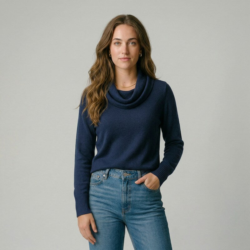 Amelia | Suéter de cuello drapeado elegante