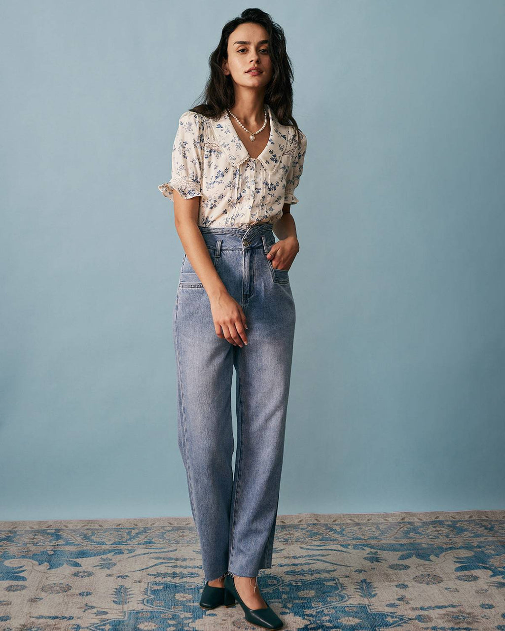 Mariana | Camisa floral con encaje